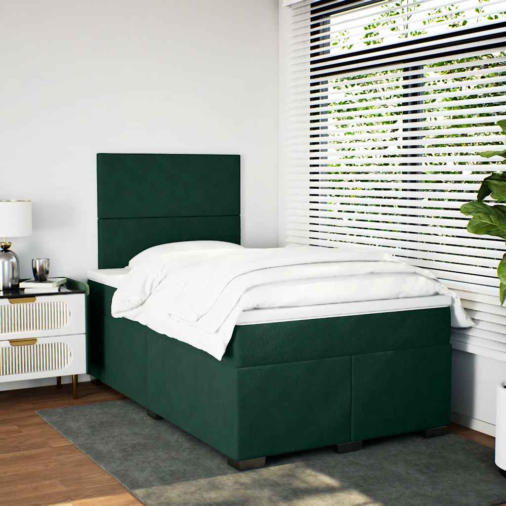 Giroletto a Molle con Materasso Verde Scuro 120x190 cm Velluto