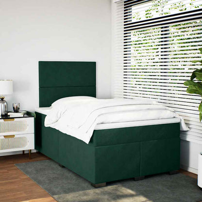 Giroletto a Molle con Materasso Verde Scuro 120x190 cm Velluto