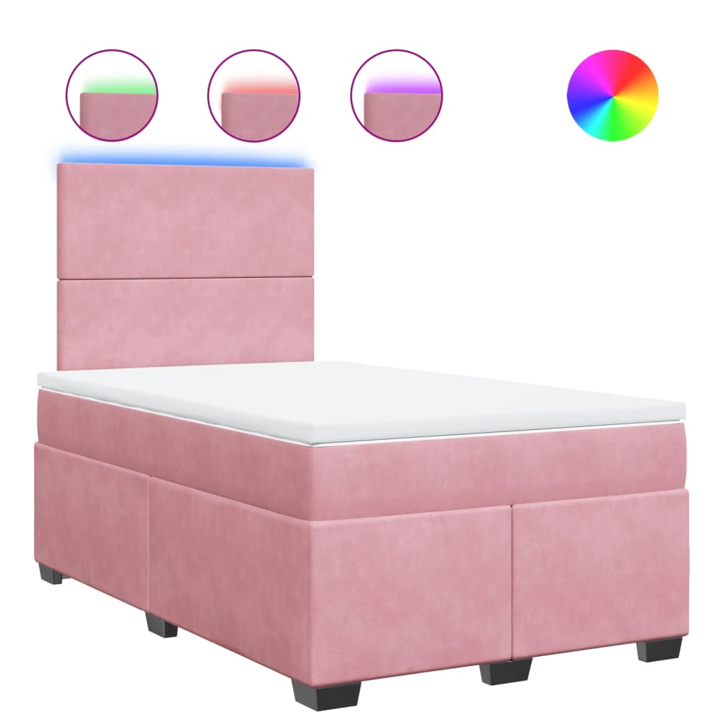 Giroletto a Molle con Materasso Rosa 120x190 cm in Velluto
