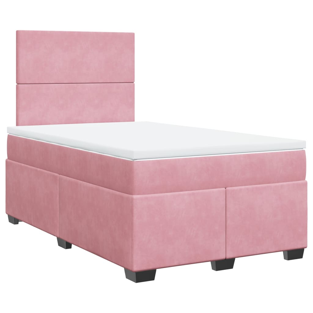 Giroletto a Molle con Materasso Rosa 120x190 cm in Velluto