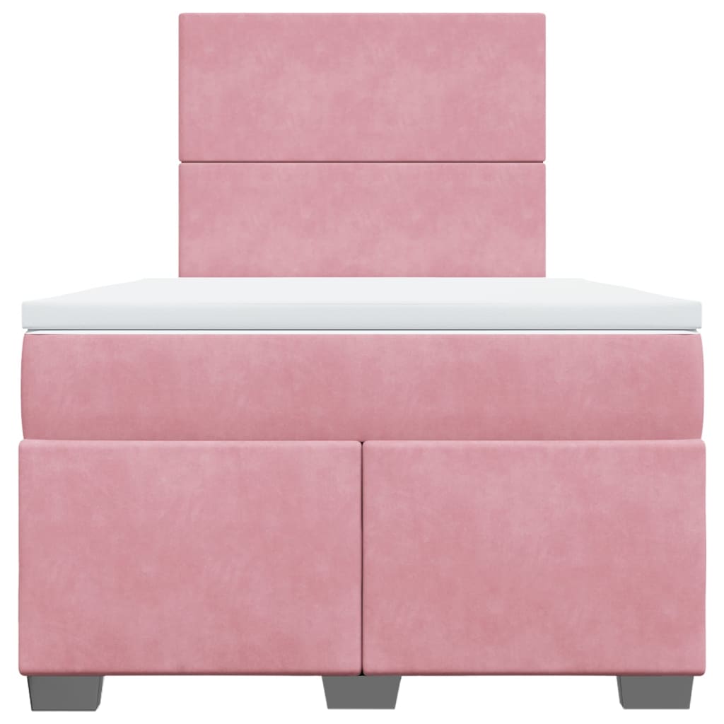 Giroletto a Molle con Materasso Rosa 120x190 cm in Velluto