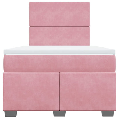 Giroletto a Molle con Materasso Rosa 120x190 cm in Velluto