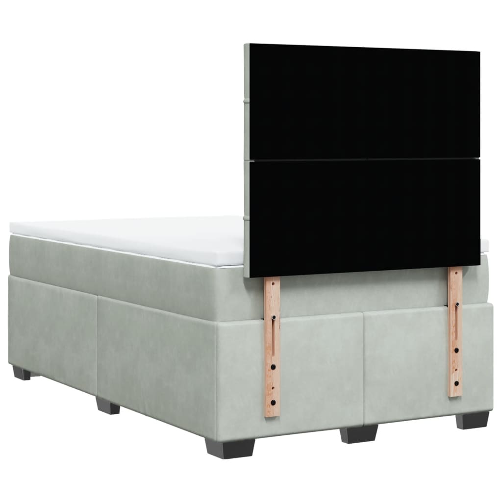 Giroletto a Molle con Materasso Grigio Chiaro 120x190cm Velluto