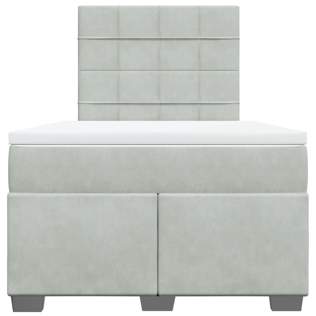 Giroletto a Molle con Materasso Grigio Chiaro 120x190cm Velluto