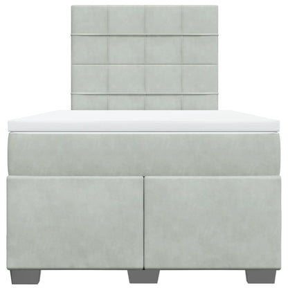 Giroletto a Molle con Materasso Grigio Chiaro 120x190cm Velluto