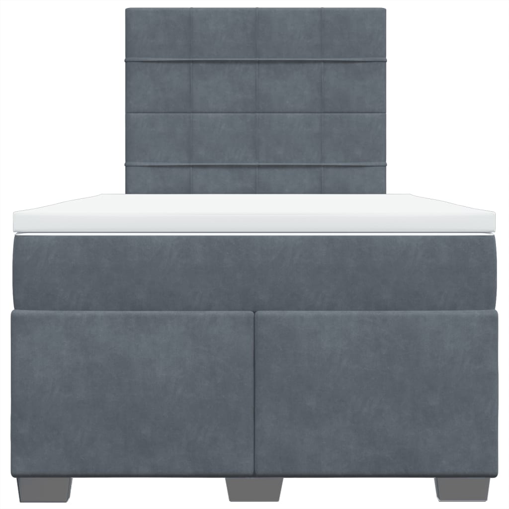 Giroletto a Molle con Materasso Grigio Scuro 120x190 cm Velluto - homemem39
