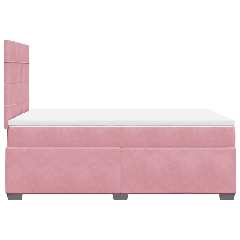 Giroletto a Molle con Materasso Rosa 120x190 cm in Velluto - homemem39