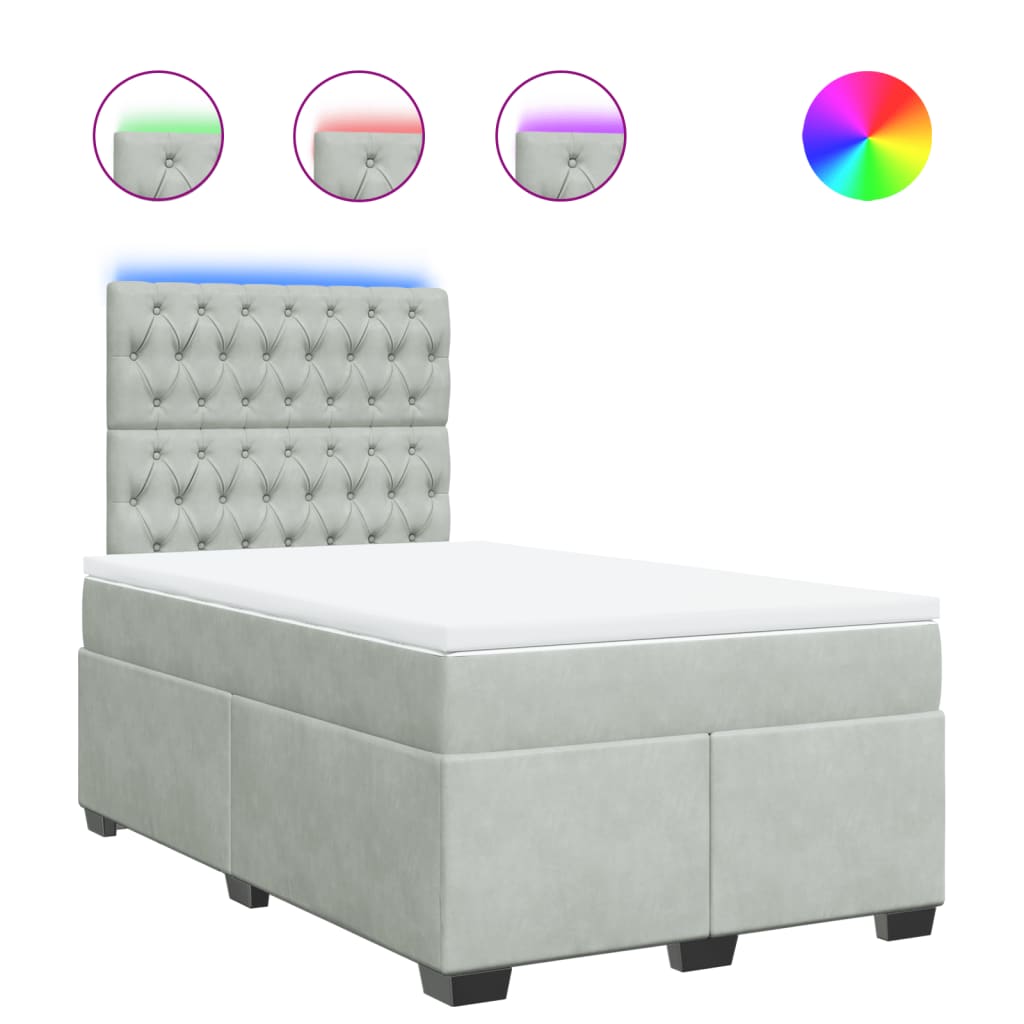 Giroletto a Molle con Materasso Grigio Chiaro 120x190cm Velluto - homemem39