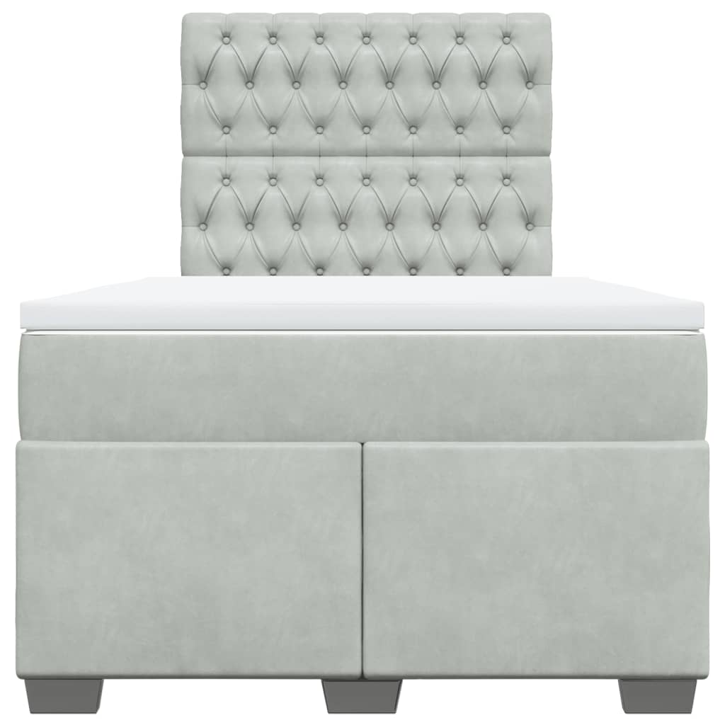 Giroletto a Molle con Materasso Grigio Chiaro 120x190cm Velluto