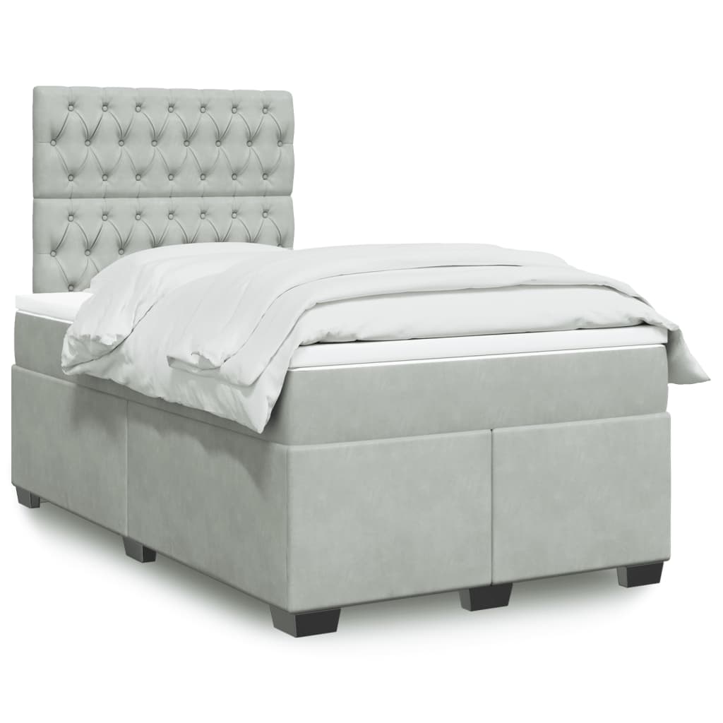 Giroletto a Molle con Materasso Grigio Chiaro 120x190cm Velluto