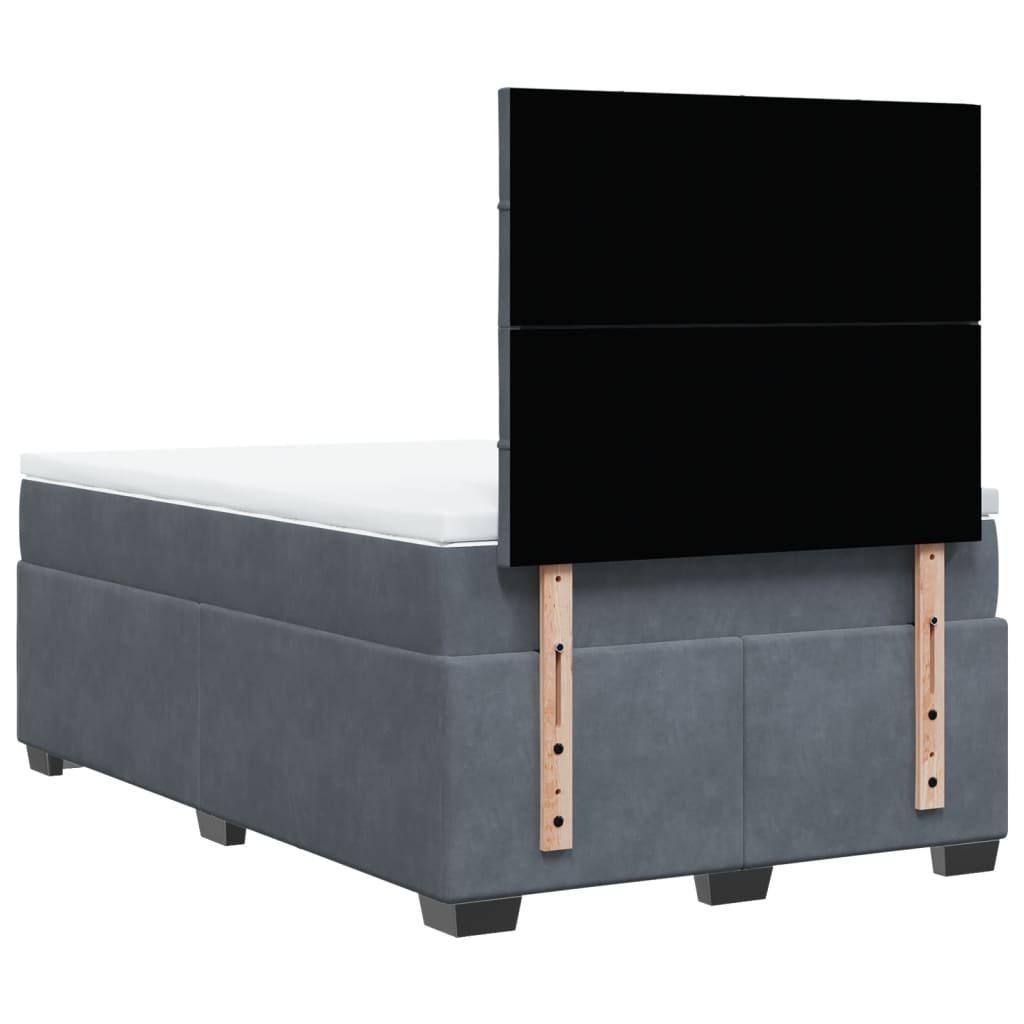 Giroletto a Molle con Materasso Grigio Scuro 120x190 cm Velluto