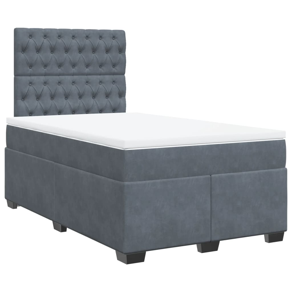 Giroletto a Molle con Materasso Grigio Scuro 120x190 cm Velluto