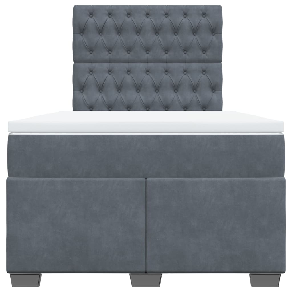Giroletto a Molle con Materasso Grigio Scuro 120x190 cm Velluto