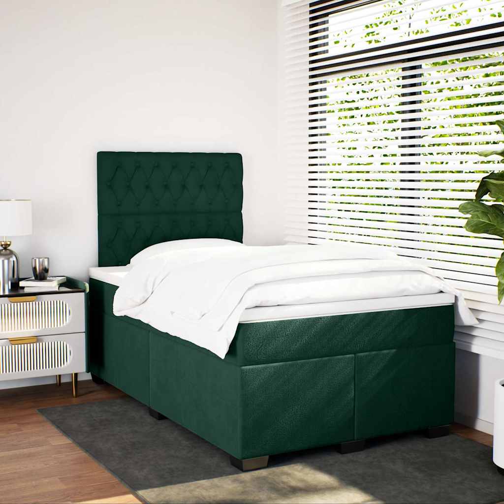 Giroletto a Molle con Materasso Verde Scuro 120x190 cm Velluto