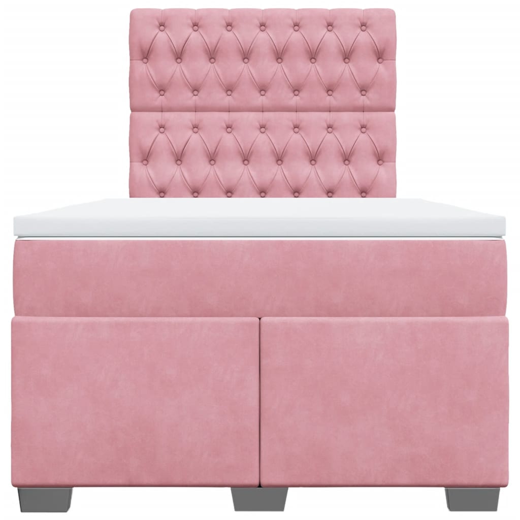 Giroletto a Molle con Materasso Rosa 120x190 cm in Velluto