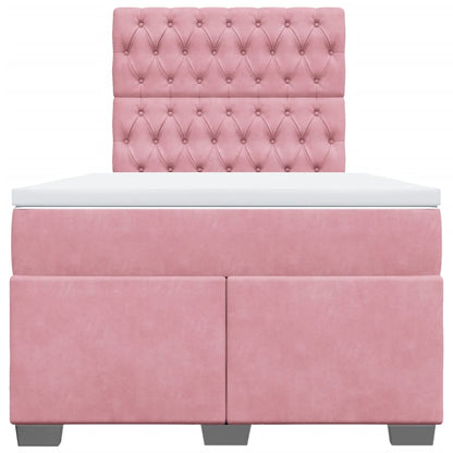 Giroletto a Molle con Materasso Rosa 120x190 cm in Velluto