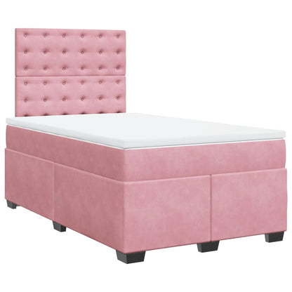 Giroletto a Molle con Materasso Rosa 120x190 cm in Velluto