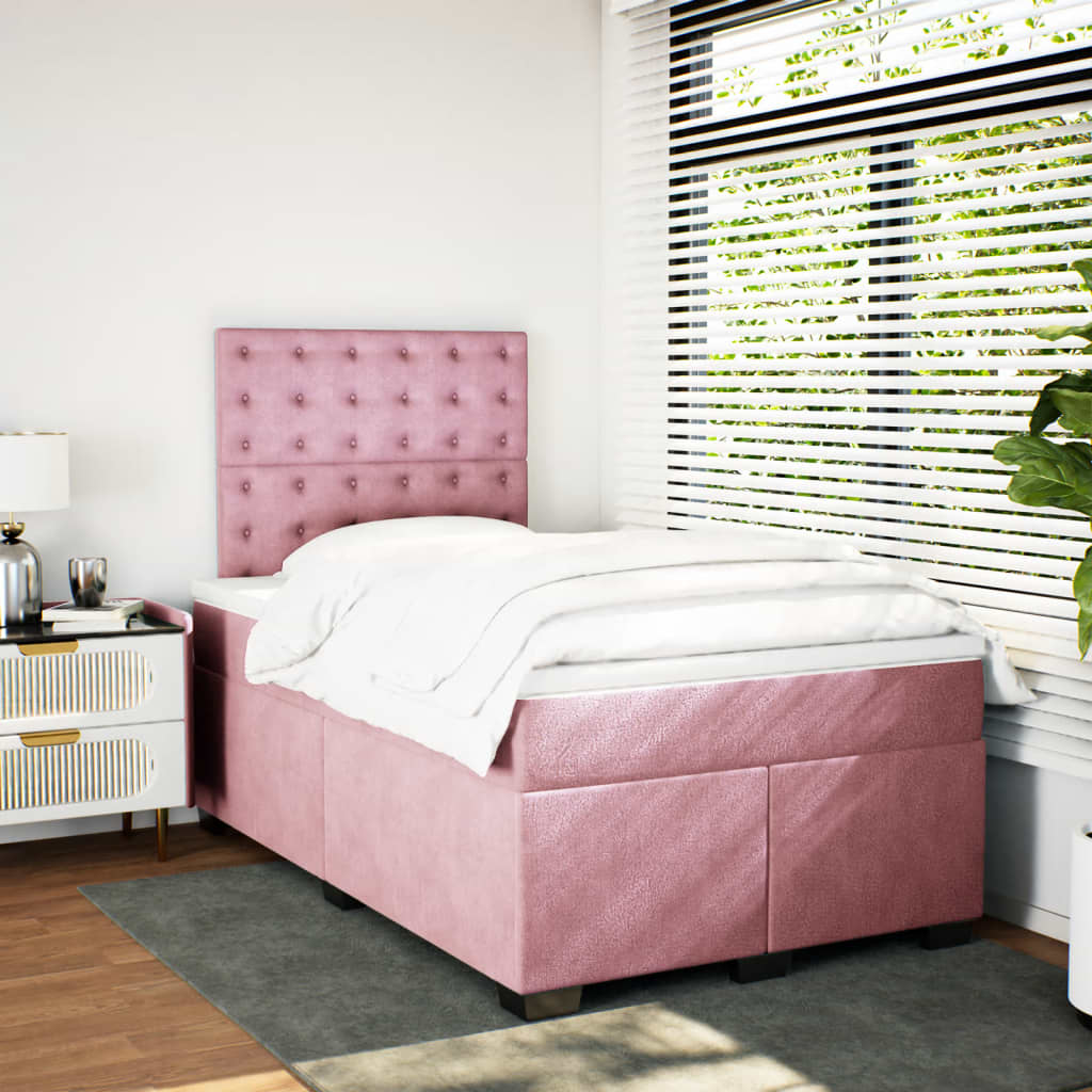 Giroletto a Molle con Materasso Rosa 120x190 cm in Velluto