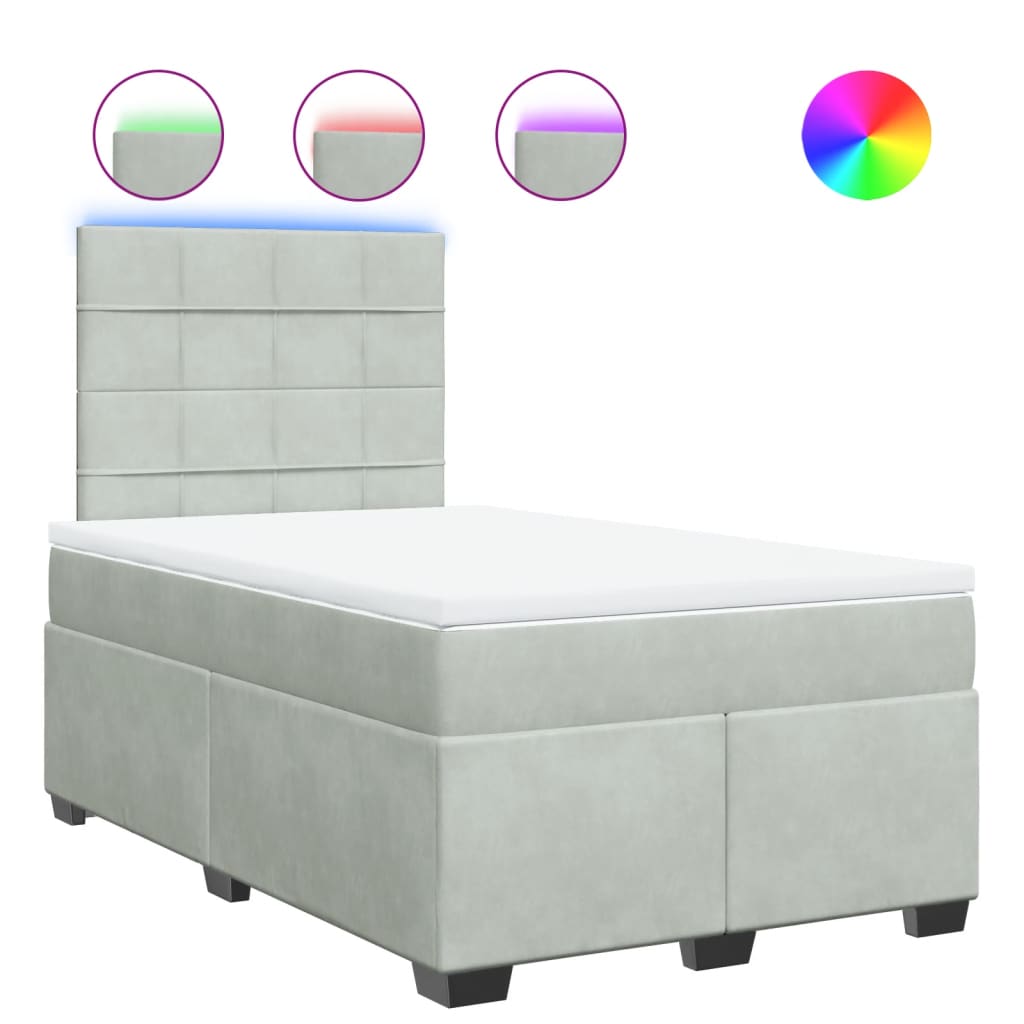 Giroletto a Molle con Materasso Grigio Chiaro 120x200cm Velluto | homemem39