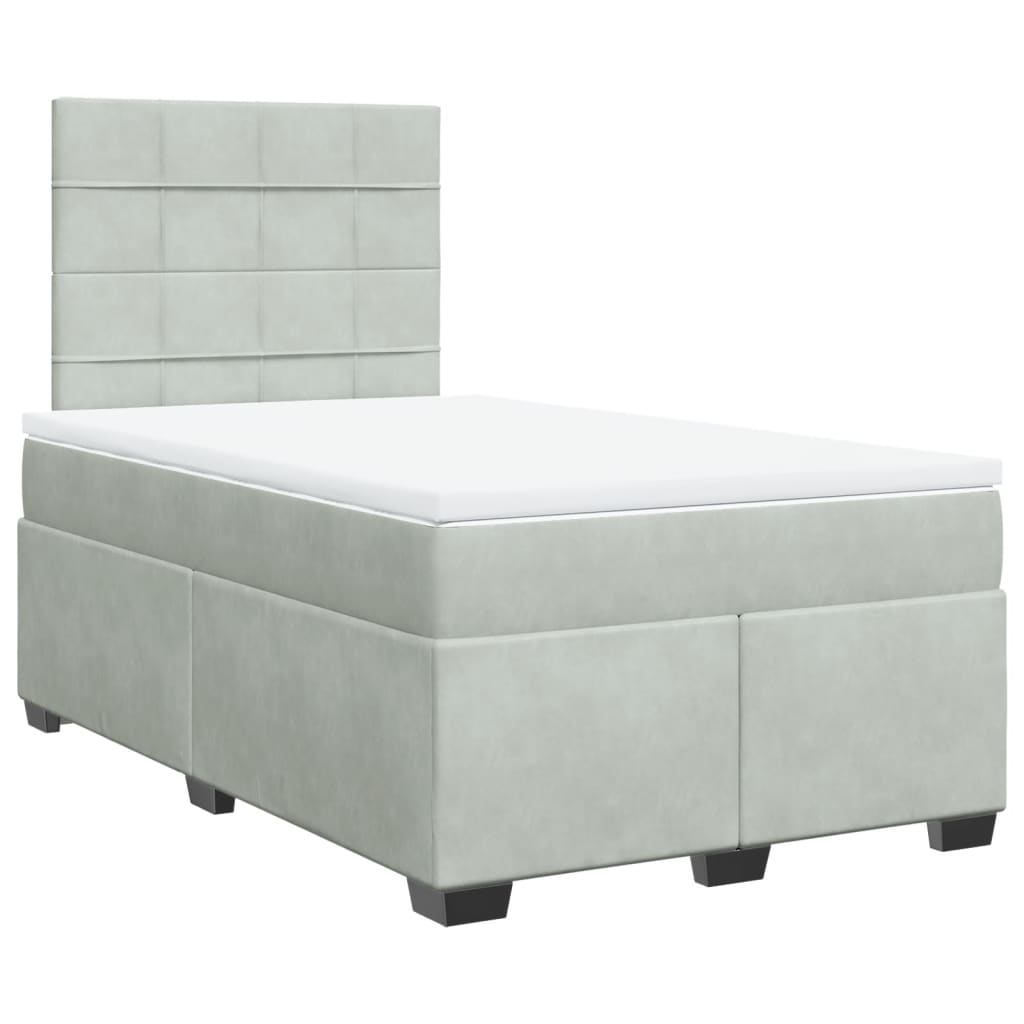 Giroletto a Molle con Materasso Grigio Chiaro 120x200cm Velluto | homemem39