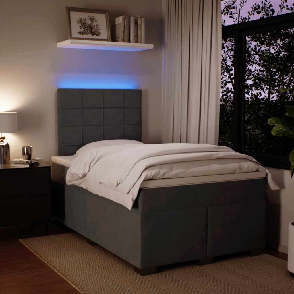 Giroletto a Molle con Materasso Grigio Scuro 120x200 cm Velluto - homemem39