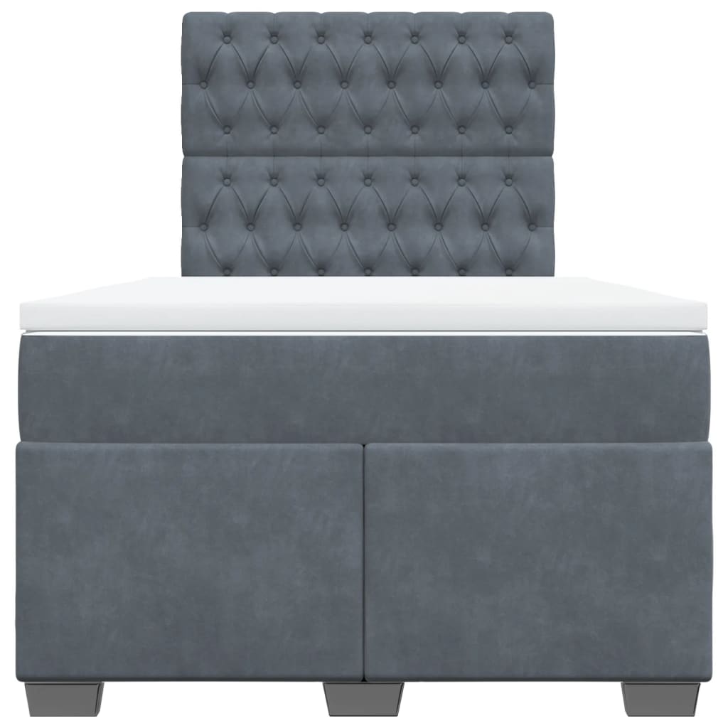 Giroletto a Molle con Materasso Grigio Scuro 120x200 cm Velluto