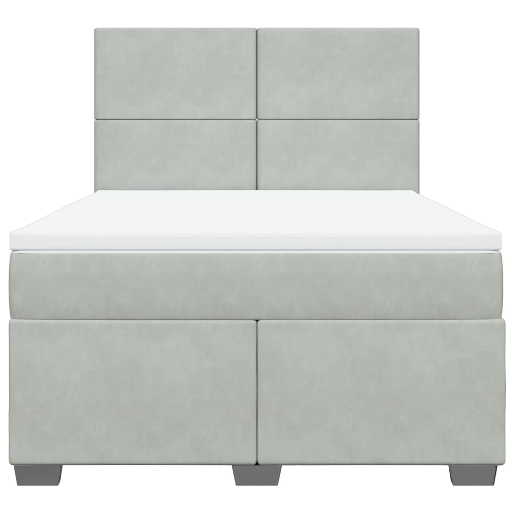 Giroletto a Molle con Materasso Grigio Chiaro 140x190cm Velluto - homemem39