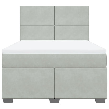 Giroletto a Molle con Materasso Grigio Chiaro 140x190cm Velluto - homemem39