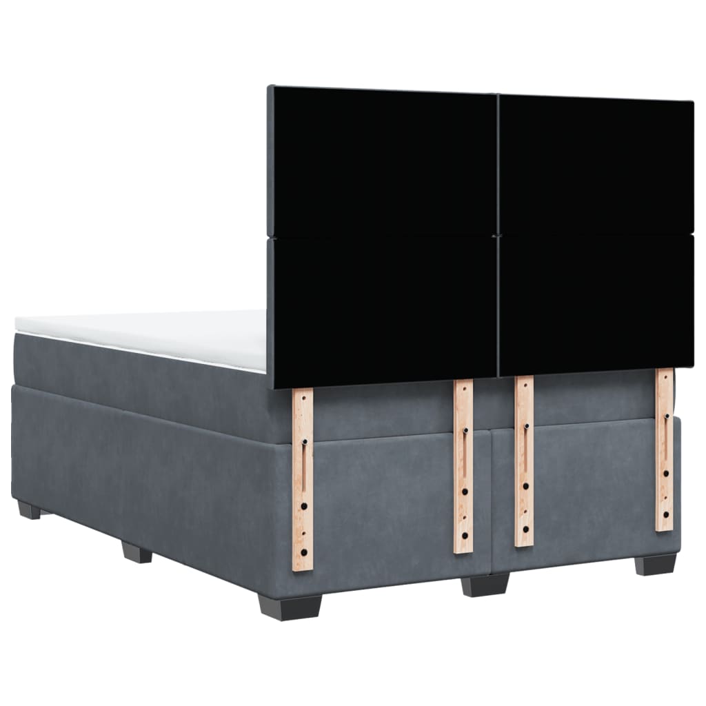 Giroletto a Molle con Materasso Grigio Scuro 140x190 cm Velluto