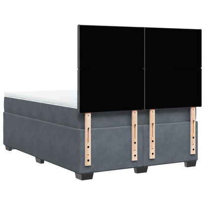 Giroletto a Molle con Materasso Grigio Scuro 140x190 cm Velluto