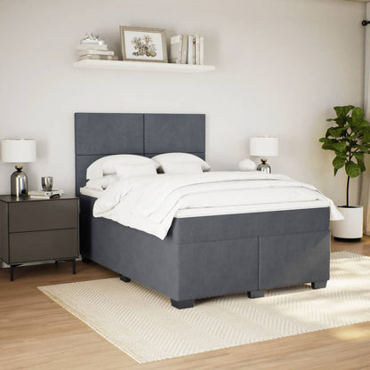 Giroletto a Molle con Materasso Grigio Scuro 140x190 cm Velluto