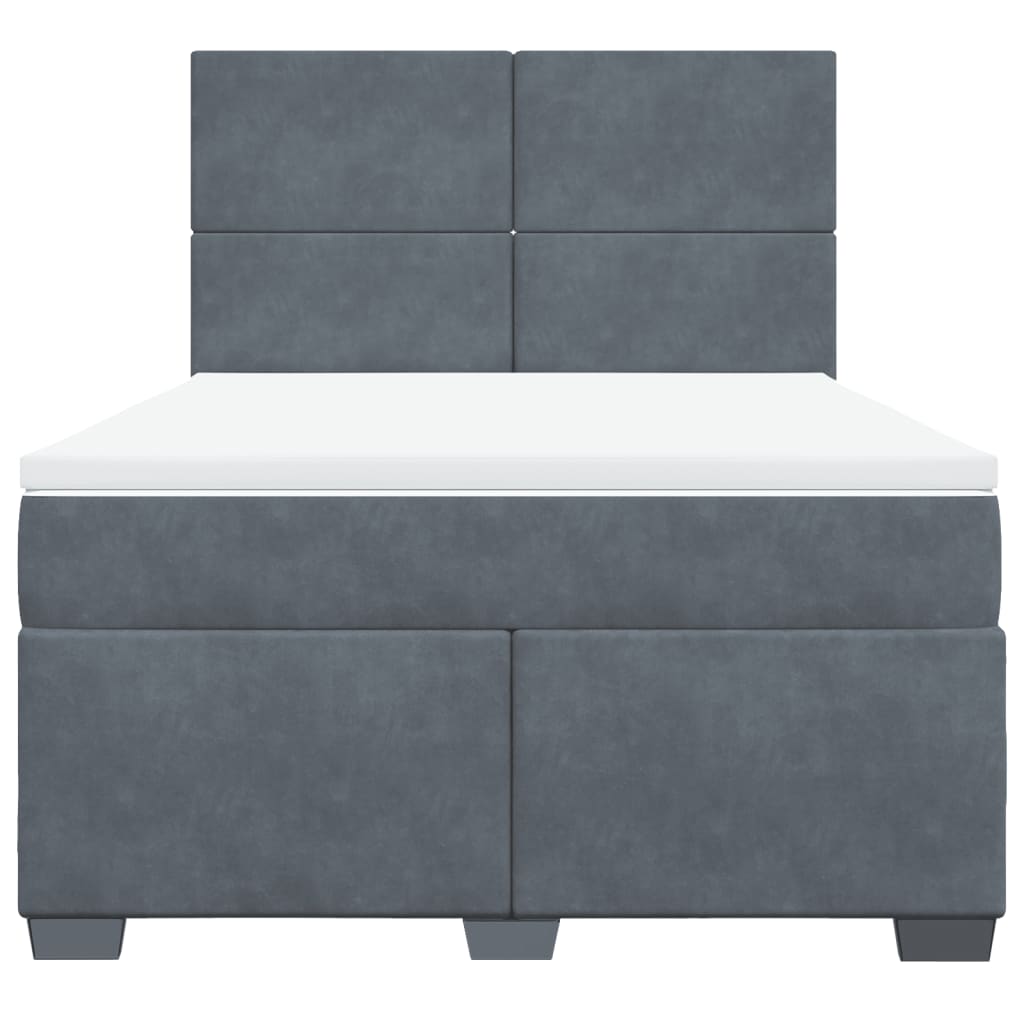 Giroletto a Molle con Materasso Grigio Scuro 140x190 cm Velluto