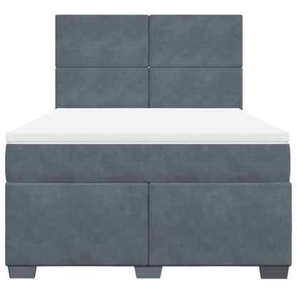 Giroletto a Molle con Materasso Grigio Scuro 140x190 cm Velluto