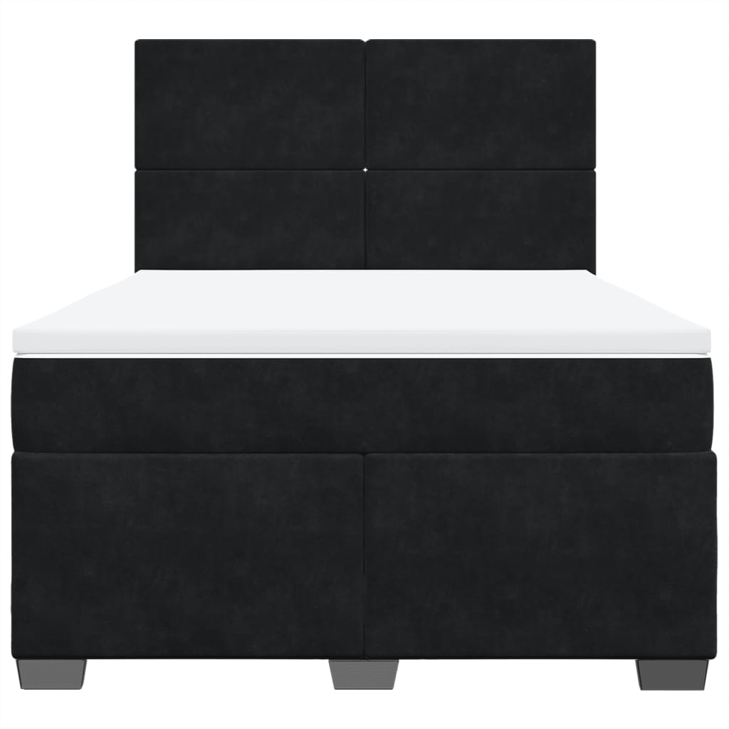 Giroletto a Molle con Materasso Nero 140x190 cm in Velluto | homemem39