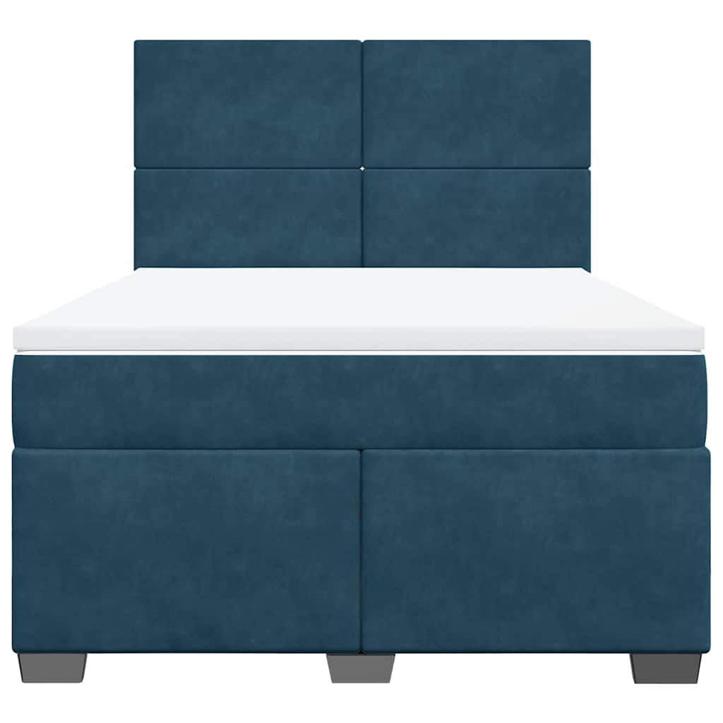 Giroletto a Molle con Materasso Blu 140x190 cm in Velluto