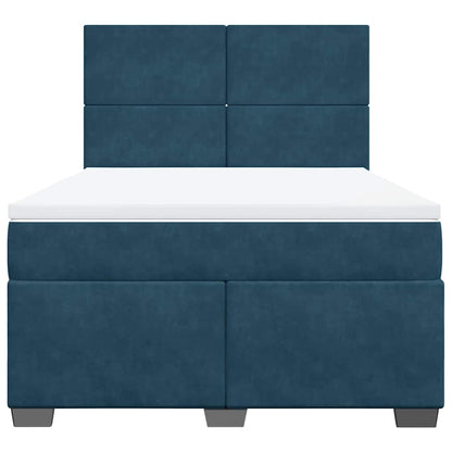 Giroletto a Molle con Materasso Blu 140x190 cm in Velluto