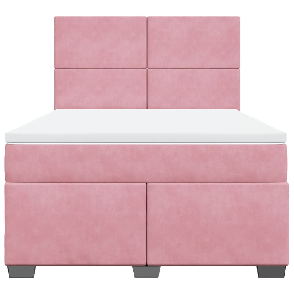Giroletto a Molle con Materasso Rosa 140x190 cm in Velluto