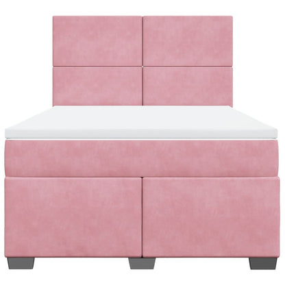 Giroletto a Molle con Materasso Rosa 140x190 cm in Velluto