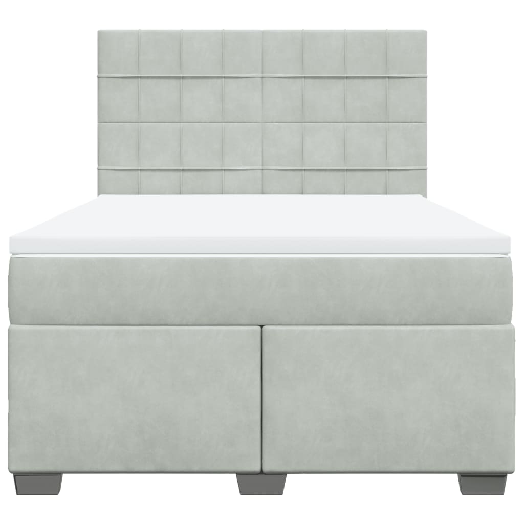 Giroletto a Molle con Materasso Grigio Chiaro 140x190cm Velluto