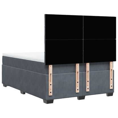 Giroletto a Molle con Materasso Grigio Scuro 140x190 cm Velluto