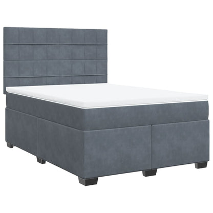 Giroletto a Molle con Materasso Grigio Scuro 140x190 cm Velluto