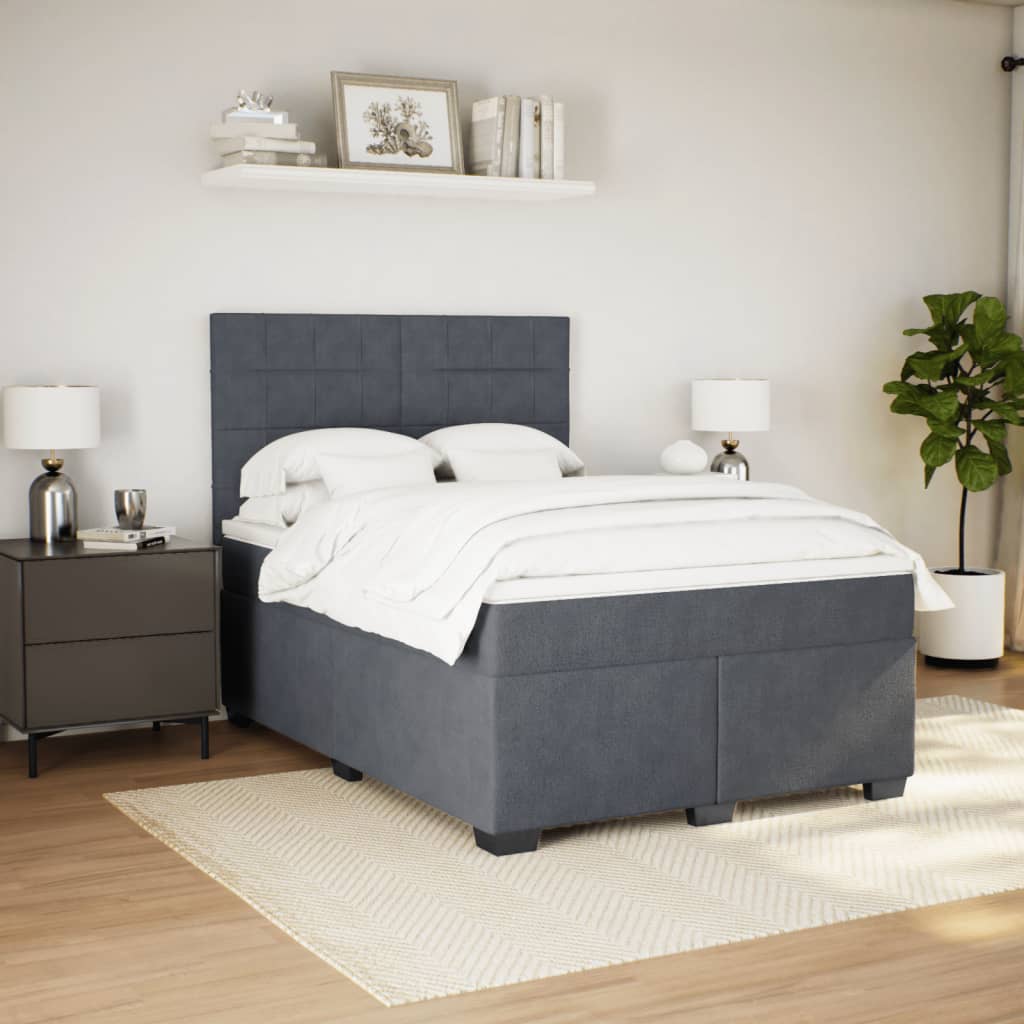 Giroletto a Molle con Materasso Grigio Scuro 140x190 cm Velluto