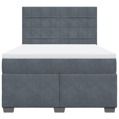 Giroletto a Molle con Materasso Grigio Scuro 140x190 cm Velluto