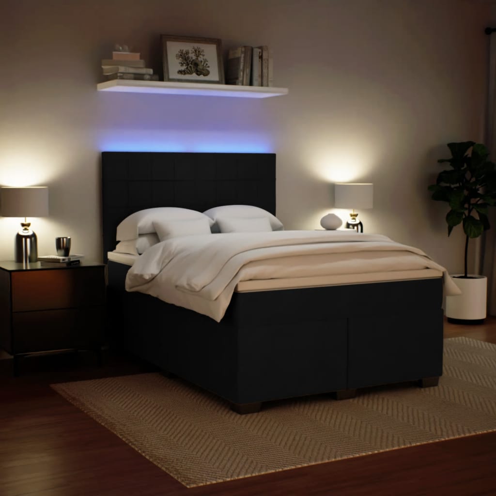 Giroletto a Molle con Materasso Nero 140x190 cm in Velluto | homemem39