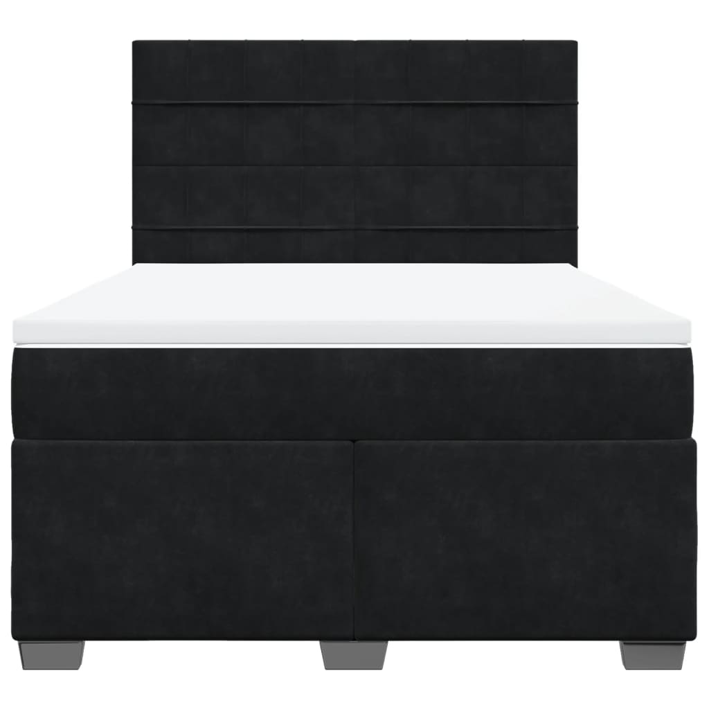Giroletto a Molle con Materasso Nero 140x190 cm in Velluto | homemem39