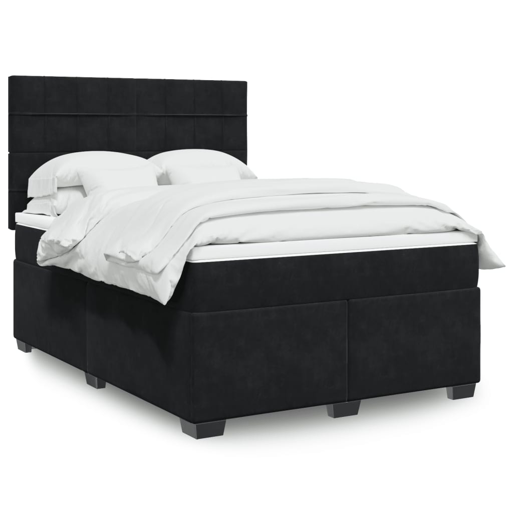 Giroletto a Molle con Materasso Nero 140x190 cm in Velluto | homemem39