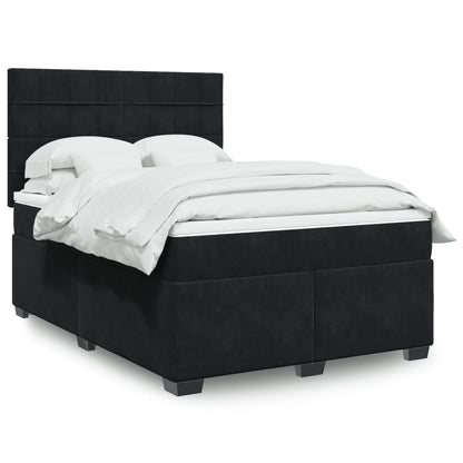 Giroletto a Molle con Materasso Nero 140x190 cm in Velluto | homemem39