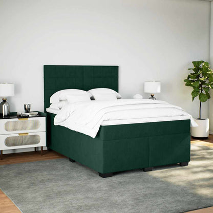 Giroletto a Molle con Materasso Verde Scuro 140x190 cm Velluto