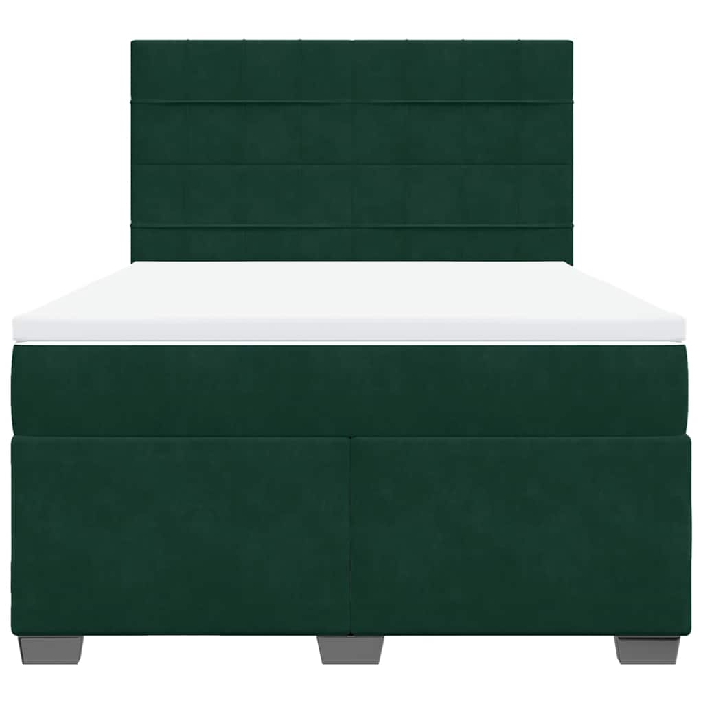 Giroletto a Molle con Materasso Verde Scuro 140x190 cm Velluto