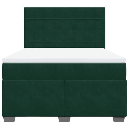 Giroletto a Molle con Materasso Verde Scuro 140x190 cm Velluto